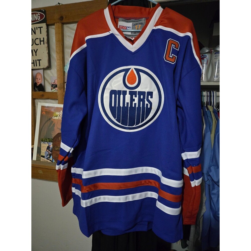 NEW Wayne Gretzky Oilers Hockey Jersey CCM Size 56*Beautiful Colors! Fight Strap